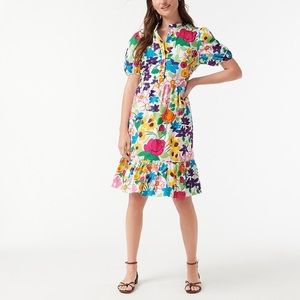 J. Crew | puff sleeve dress in vibrant garden print